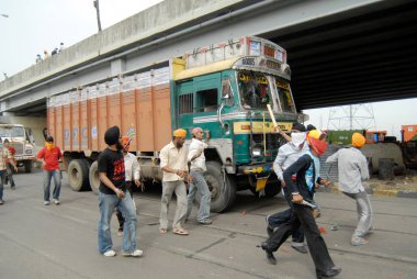 Sikhs protesting for dera saccha sauda at, Mulund, Bombay, Mumbai, Maharashtra, India    clipart