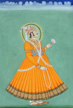 Miniature painting of Maharaja Sawai Pratap Singh Jaipur clipart