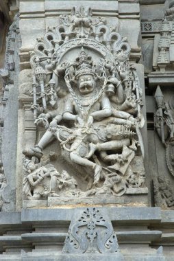 Narasimha incarnation of lord Vishnu at Channakesava Vishnu temple built at Belur ; district Hassan ; Karnataka ; India clipart