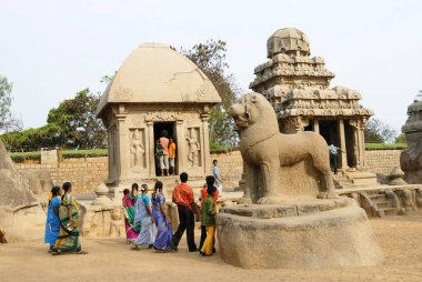 Five Rathas Pancha Rathas temple created in 7th century ; Mahabalipuram Mamallapuram ; Tamil Nadu ; India clipart