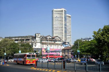 Bombay borsası ve eski bina kala ghoda chowk, Bombay, Mumbai, Maharashtra, Hindistan