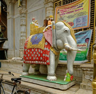 elephant statue Shri shantinath Bhagwan Jain temple, raigad, Maharashtra, India, Asia clipart