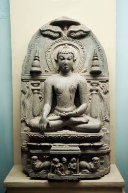 Vadodara Müzesi 'ndeki Buda Sakyamuni Hindistan' daki Gujarat Asya