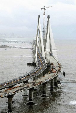 Bandra Worli Rajiv Gandhi deniz köprüsünün açılış günü Bombay Mumbai, Maharashtra, Hindistan