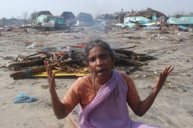 Hasar, Doğal Afet Tsunami Deniz Zemininde Deprem, Nagapattinum, Velankanni, Tamil Nadu, Hint Okyanusu, Hindistan - 27 Aralık 2004