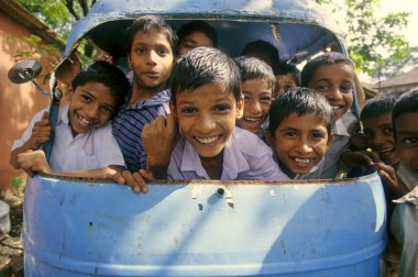Kırsal çocuklar, paneller, maharashtra, Hindistan 