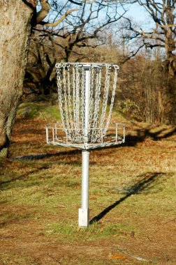 Spor Freesbe Golf Sepeti Kışın Sabahı, Slottskogen, Linn Stad, Gothenburg, İsveç 