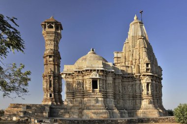 Digambar jain temple and kirti stambh chittorgarh rajasthan india Asia clipart