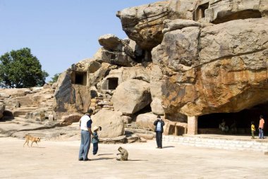 Cave complex of udayagiri with famous inscriptions of emperor Kharavela in Hatigumppha, Bhubaneswar, Orissa, India  clipart