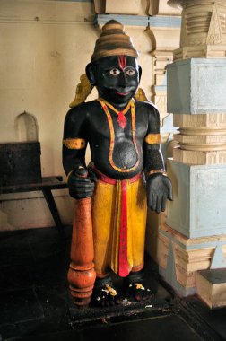 Gatekeeper in black stone at sri ram temple, phaltan, satara, Maharashtra, India, Asia  clipart