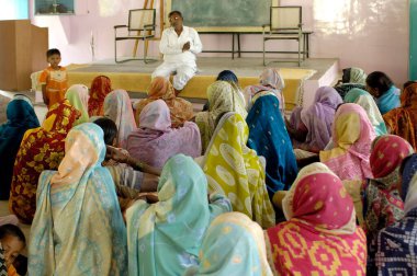 Villagers from different villages attending training session at Ralegan Siddhi near Pune, Maharashtra, India 
