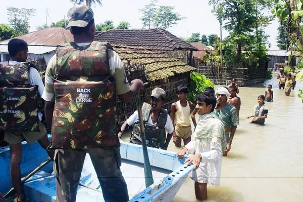 stock image Rescue operation by Indian military ; Kosi river flood in year 2008 ; Purniya district ; Bihar ; India