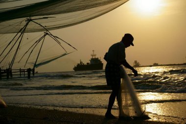 Çin balık ağları, Kochi Kalesi, Kochi, Cochin, Kerala, Hindistan, Asya 