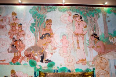 Sarnath 'da çocuk Buda' nın duvar resmi; Uttar Pradesh; Hindistan