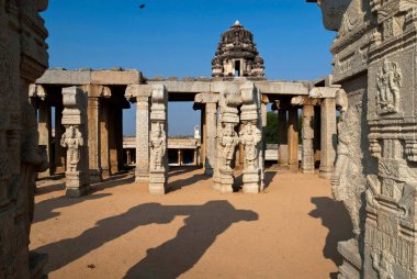 Wedding hall or Kalyana Mantapa with  carved monolithic pillars in Veerabhadra temple in sixteenth century ; Lepakshi ; Andhra Pradesh ; India clipart