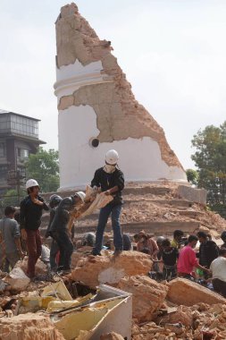 Dharahara tower after earthquake, kathmandu, nepal, asia  clipart