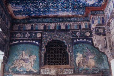 Chitrashala, Bundi, Rajasthan, Hindistan, Asya 'nın duvarlarında resim 