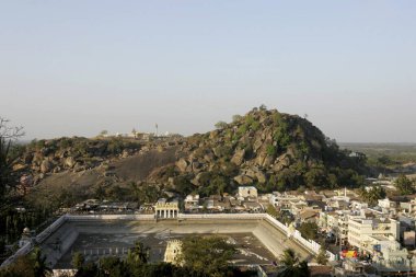 Şravanabelagola 'nın hava manzarası, Hasan bölgesi, Karnataka eyaleti, Hindistan Şubat 2006 