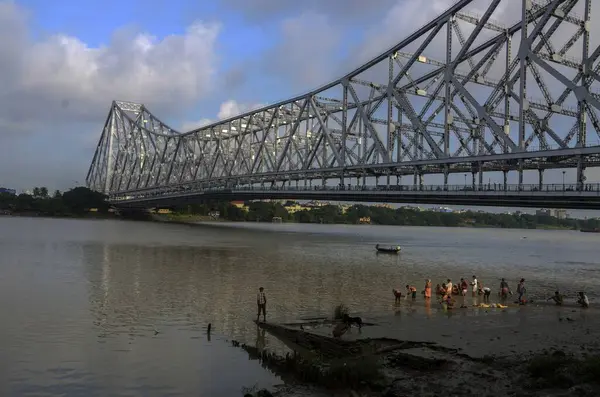 stock image howrah bridge, hooghly river, kolkata, west bengal, india, Asia