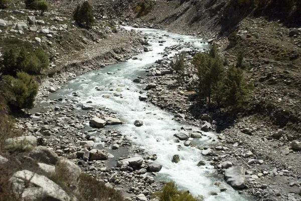 Sangla Vadisi 'ndeki Bapsa Nehri; Himachal Pradesh; Hindistan