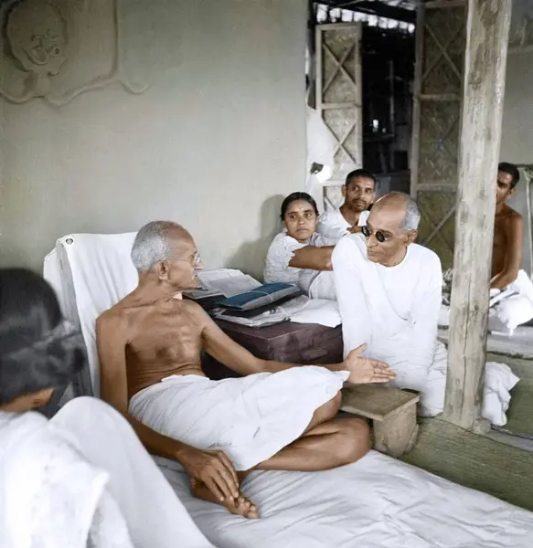 Mahatma Gandhi, C Rajagopalachari, Wardha, Maharashtra, Hindistan, Asya, 1942 