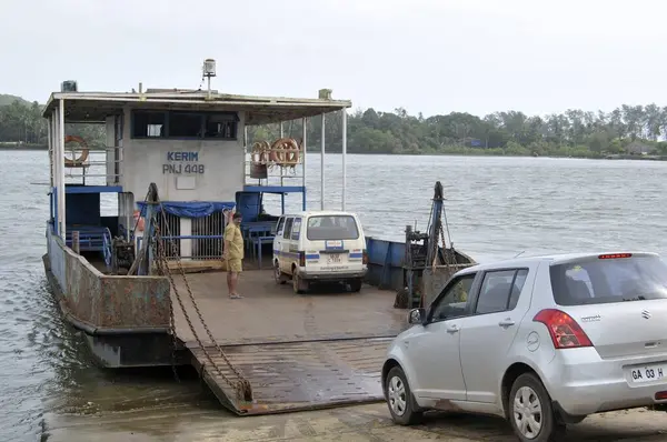 stock image Ferry boat on Tiracol River in Tiracol at Goa India 