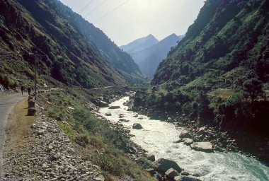 sutlej river, karcham, himachal pradesh, India, Asia  clipart