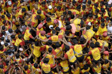 İnsan piramidi, Dahikala, Janmashtami janmashtmi gokul ashtami govinda festivali, Dadar, Bombay, Mumbai, Maharashtra, Hindistan 