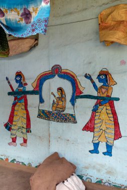 Duvara resim yapmak Madhubani Bihar Hindistan Asya