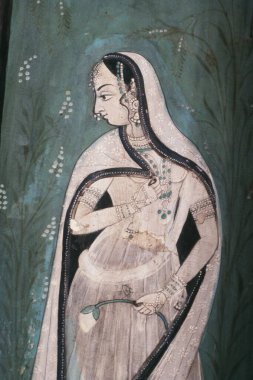 Painting on wall of Chitrashala, Bundi, Rajasthan, India, Asia  clipart