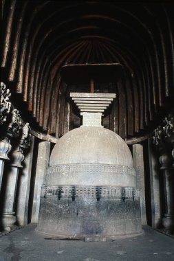 Chaitya Salonu, Karla Mağaraları, Lonavala, Maharashtra, Hindistan, Asya