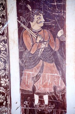 Lakshminarayan Tapınağı 'ndaki duvar resimleri, Orchha, Madhya Pradesh, Hindistan