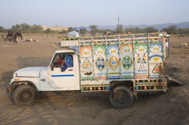 Goods lorry jeep, pushkar, rajasthan, india, asia  clipart