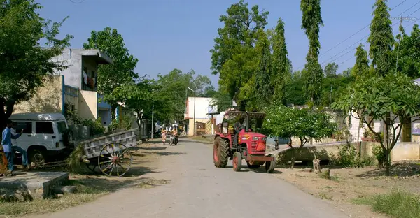 stock image Village street at Ralegan Siddhi near Pune, Maharashtra, India 