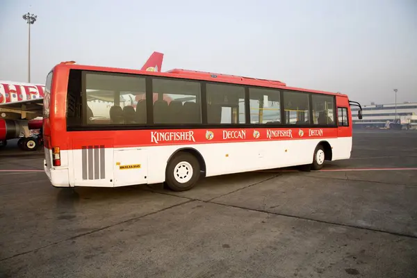 stock image Kingfisher Deccan flight air bus A320 is preparing to take off on runway at Chattrapati Shivaji Terminal, Santacruz, Bombay now Mumbai, Maharashtra, India 