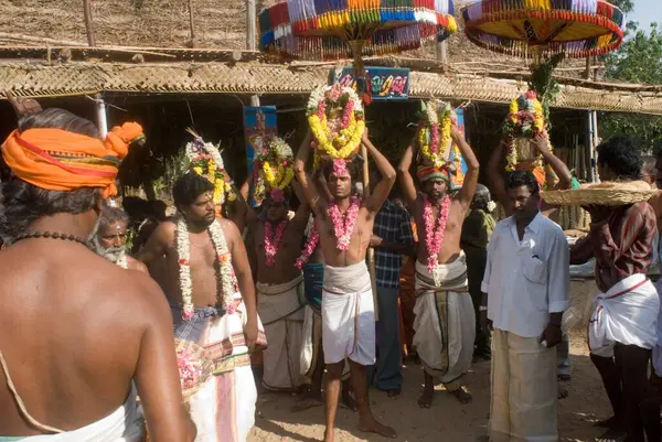 stock image Yagna initiation of Deity in Temple celebration ; Tamil Nadu ; India