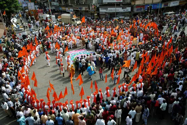 stock image People in Procession of Gudi Padwa Maharashtrian New year Mumbai India Asia 