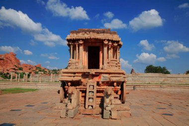 Taş araba garuda hampi, vijayanagar, karnataka, Hindistan, Asya 