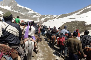 Pilgrim, mahagunas pass, amarnath yatra, Jammu Kashmir, Hindistan, Asya 