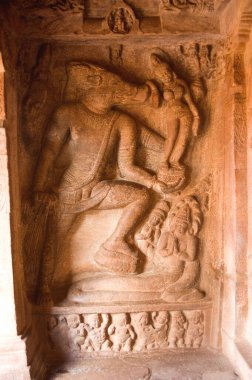 Varaha avatar, Badami, Bagalkot, Karnataka, Hindistan.