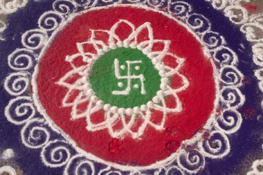 Gudi Padva Festivali için Rangoli, Thane Maharashtra, Hindistan, Asya