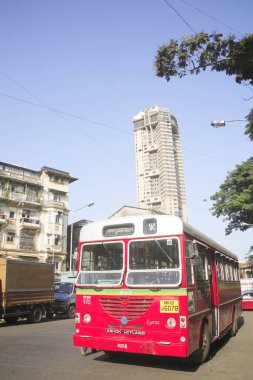 Chawl toplu şehir konutları ve gökdelen inşaatı, August kranti marg, Grant Road, Bombay Mumbai, Maharashtra, Hindistan 