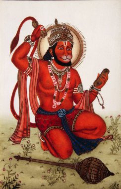 Lord Hanuman Fildişi üzerine Boyama