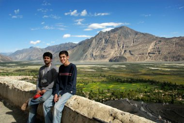Ladakh; Jammu & Kashmir; Hindistan 'daki Nubra Vadisi manzarası