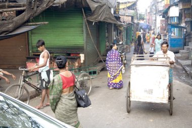 Sokak manzarası, şerit trafiği, Kalküta şimdi Kolkata, Batı Bengal, Hindistan 