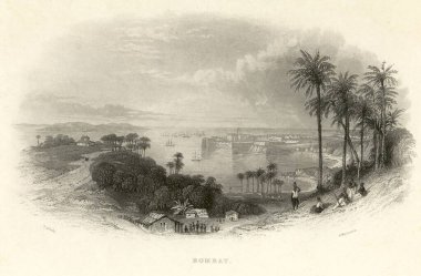 Mumbai, Maharashtra, Hindistan eski Bombay manzarası 