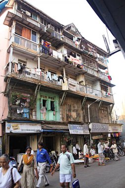 Vora chawl toplu şehir evleri, Khadilkar yolu, Charni yolu, Bombay Mumbai, Maharashtra, Hindistan 