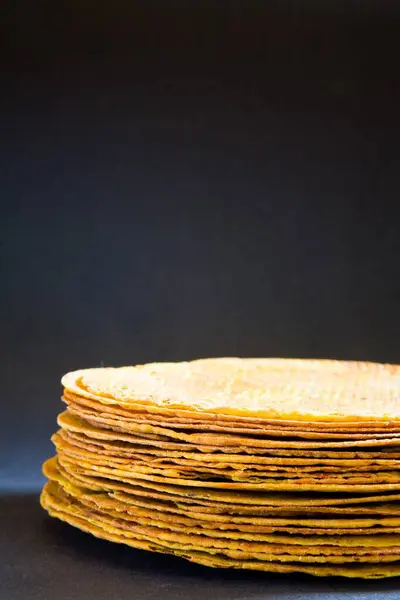 stock image Snack, methi khakra on black background  