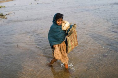 Kabile Koel nehrini geçti Betla Ulusal Parkı, Jharkhand, Hindistan 