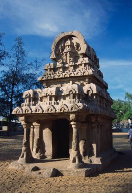 Nakula Sahadeva Ratha Mamallapuram 7. Yüzyıl, Tamil Nadu, Hindistan 